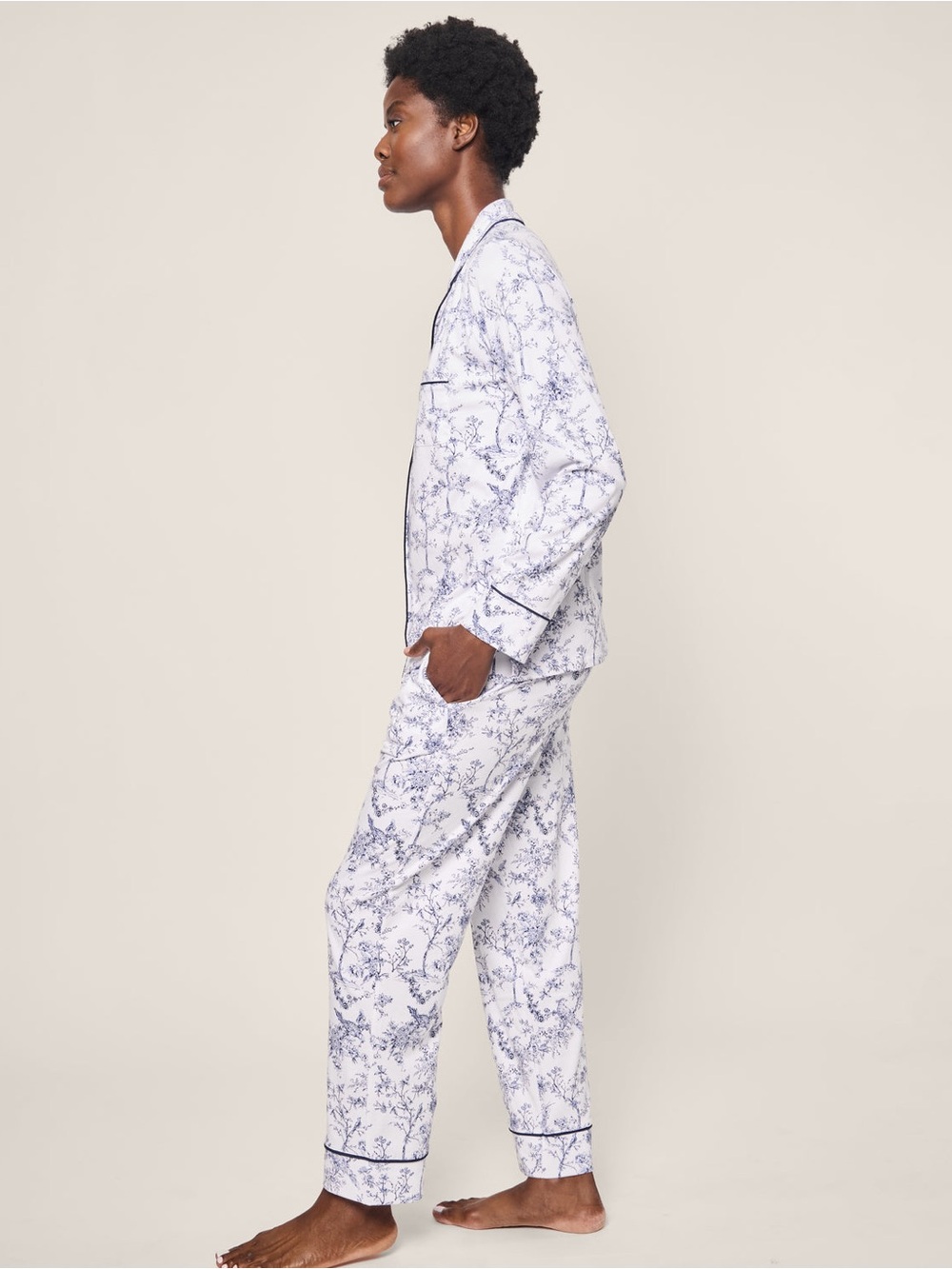 Petite Plume Women's Pima Pajama Set in Timeless Toile - S - Picture 2 of 8
